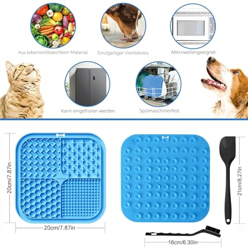 Lesipee Leckmatte Hund, 2 Stück, Schleckmatte Hund mit Silikonspatel und Bürste, Angstlinderung, Hundespielzeug, Futtermatte für Butter… – Ansicht 2