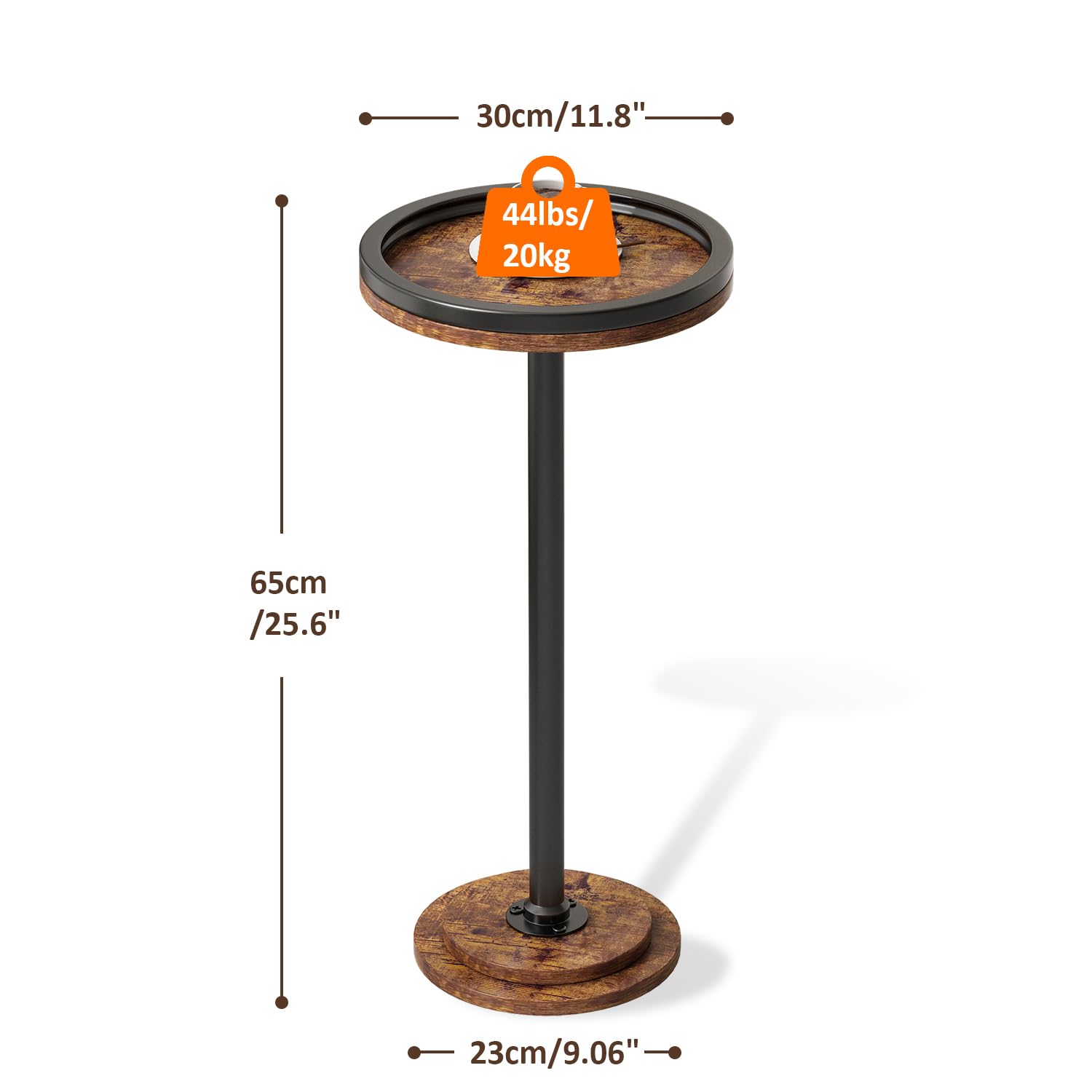 Mesa auxiliar pequeña, mesa redonda para bebidas de Martini para espacios pequeños, soporte de acento moderno con patas de metal sólido, mesita de noche con pedestal de base pesada para sala de 3