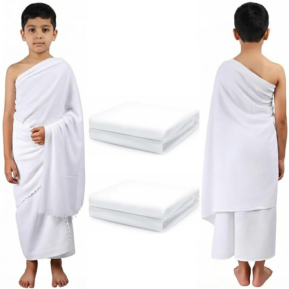 One Best Deal White Obd 2 X Kids Ihram Lightweight Breathable Towel Ihram Ehram Ahram Umrah For Kids Hajj Lightweight Absorbent Quick Dry Premium Quality Fabric Towel