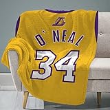 The Sleep Squad Los Angeles Lakers Shaquille O'Neal 60 x 80 Raschel Plush Blanket A NBA Throw