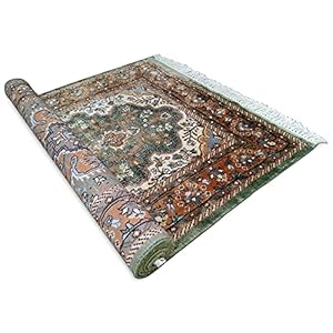 Amma Tapijten Handgeknoopt Zijde Tapijt Perzisch Groen Maat 2.5×4 Voet