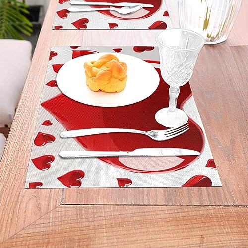 Set de table cœur lavable antidérapant pour linge de table résistant