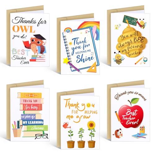 HONMOK 18Pcs Teacher Thank You Cards
