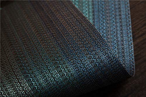 Image of YELONA Rectangular Crossweave Woven PVC Vinyl Non-Slip Insulation Heat-Resistant & Waterproof Stain Resistant Washable Placemat for Dining & Kitchen Table-(Blue,Set of 4)