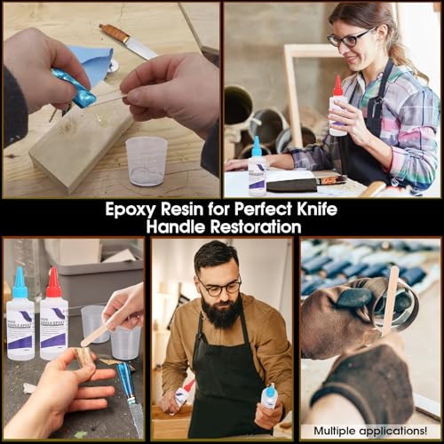 Image of Knife Handle Epoxy, Ideal for Knife Handle Applications, 6.7 Ounce Adhesive Set, High Impact Clear Resin Kit, A & B 2 Part Epoxy Glue, Rigid and Flexible Resin