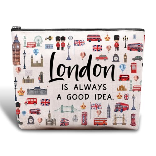 London Kosmetiktasche Multifunktional Klein Schminktäschchen Reise Kulturtasche Make Up Tasche Britische Wahrzeichen Design London Souvenir Reise Kosmetiktasche für Reisen und Pendeln