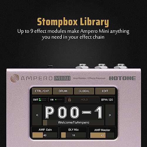 HOTONE Multi Effects Processor Pedal Guitar Bass Amp Modeling IR Cabinets Simulation Multi LanguageStereo OTG USB Audio Interface Ampero Mini MP-50 (Include 10 PCS Additional Footswitch Toppers) - Thumbnail 4