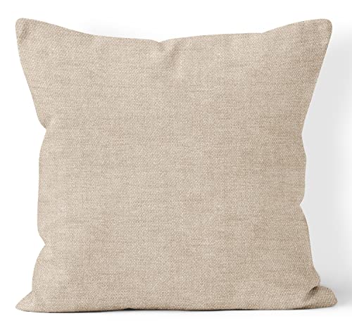 Encasa Homes Chenille Throw Pillow Covers 2 Pcs Set - Sand- 18 X 18 Inch / 45 X 45 Cm Textured Solid Colour, Soft & Smooth, Square Accent Decorative Cushion For Couch, Sofa, Chair & Bed #TOP1