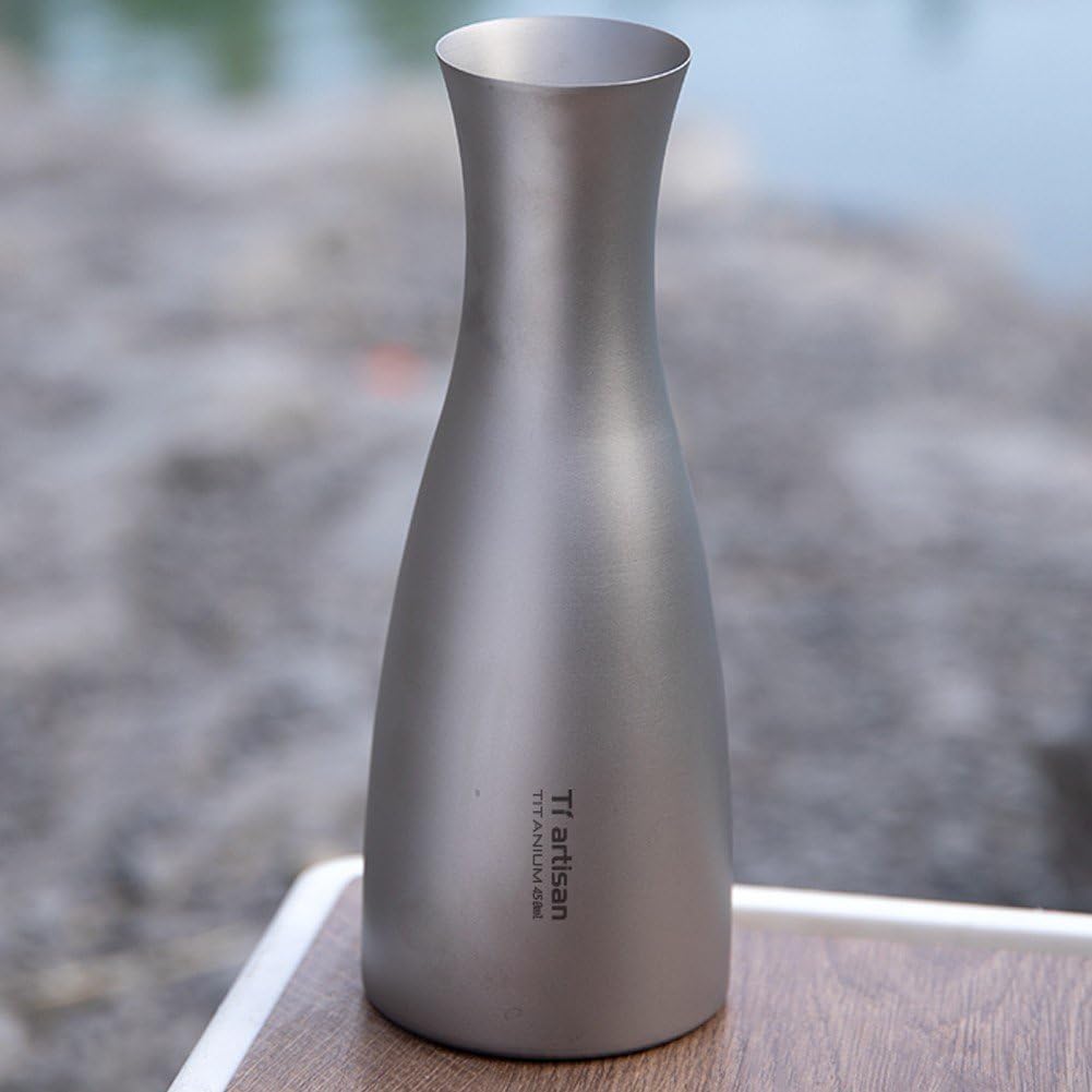 Pure Titanium Sake Flask 15oz Outdoor Camping Portable Hip Flask Cup Included