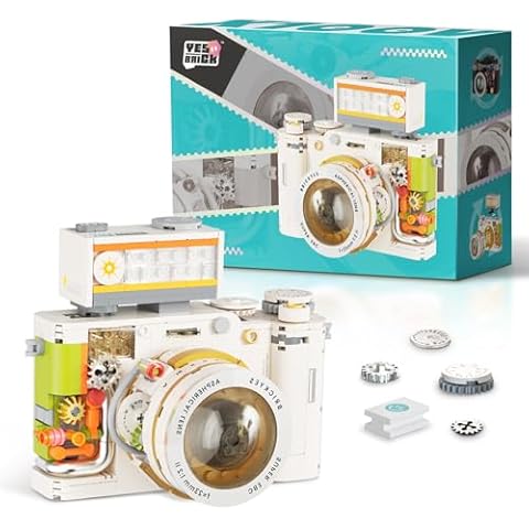 Vziimo Vintage Camera Mini Building Set for Adults, White Classic Replica Toy Camera, Creative Gifts for Teens Boys Girls 8+ Photographer(508 pcs) Cover