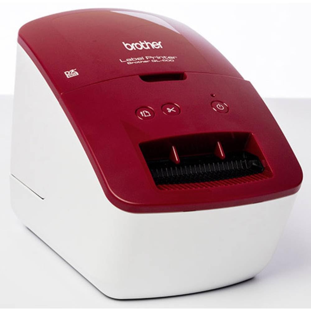 Brother QL-600R Rot Etikettendrucker (USB-Schnittstelle, Barcodedruck, automatische Schneideeinheit), 130