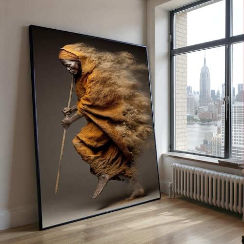 Tableau vintage tribal grand format pour habiller un mur vide de salon