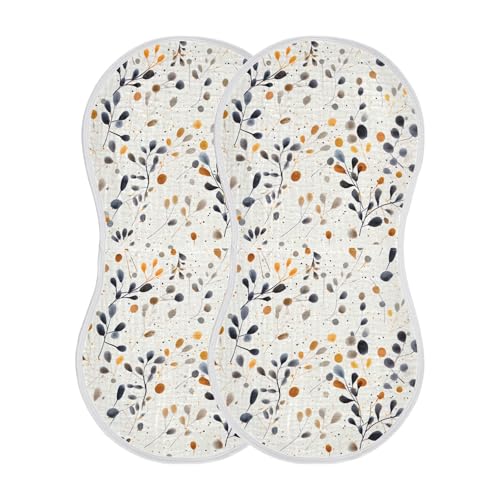 xigua Colorful Leaves Baby Burp Cloths for Newborn Boys and Girls 2 Pack, Soft & Absorbent Cotton Baby Burp Cloth, Baby Washcloths, Newborn Towel, Burp Rags2