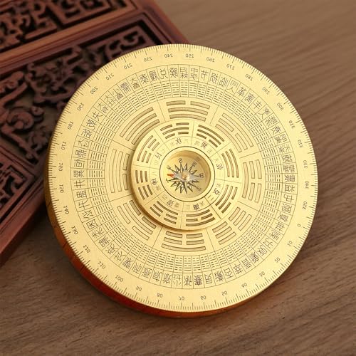 Brújula mini rotativa Feng Shui de latón estilo C miniatura 6
