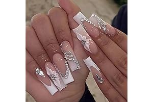 24 PCS Super Long Stick on Nails French Tip Press on Nails