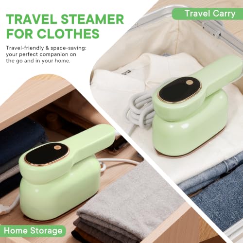 Image of Smart Travel Steamer for Clothes, 1200W Handheld mini travel Steam All-in-One Portable Steamer Iron with LCD Display, 3 Steam Modes & 5s Fast Heat-up, Garment Steamer for Travel (Green)