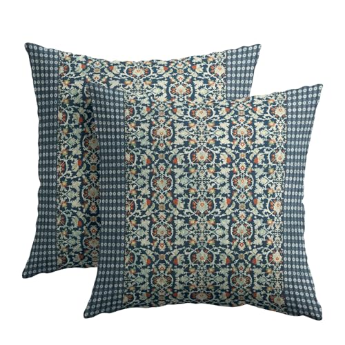 Kawani Antike Kissenbezüge, 50,8 x 50,8 cm, Vintage-Blumen-Blockdruck, blau-rot, dekorative Dekokissenbezüge, Set mit 2 türkischen Retro-Kissenbezügen für Couch, Innen- und Außenbereich, Kawani Antike Kissenbezüge, 50,8 x 50,8 cm, Vintage-Blumen-Blockdruck, blau-rot, dekorative Dekokissenbezüge, Set mit 2 türkischen Retro-Kissenbezügen für Couch, Innen- und Außenbereich,