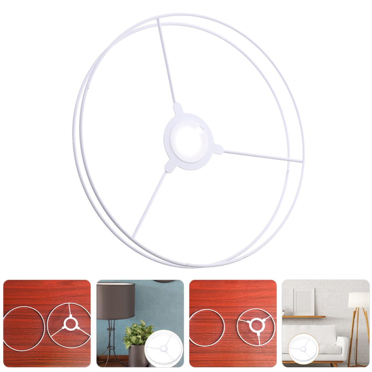 Cadres Métalliques pour Abat-Jour en Fer 35 CM, Support Double Cercle pour Lampes de Table et Lampadaire, Accessoire de Bricolage pour Luminaire Intérieur Salon