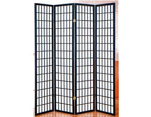 4 panel black room divider shoji screen by A&D
