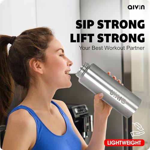 Image of Aivin Intense Stainless Steel Water Bottle | Leak proof & break-proof | Lid is sealed by a silicone ring | Best Usage for Office /School /College /Gym /Picnic /Home /Fridge |1 Litre | Silver (Intense)