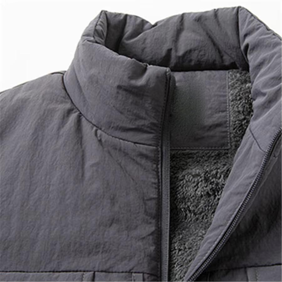 Chaleco de invierno acolchado con forro polar grueso y bolsillos para el frío 4