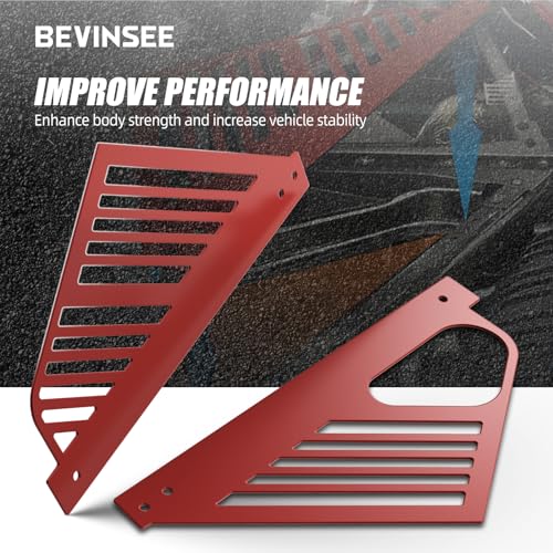 Image of Bevinsee Engine Bay Panel Cover Compatible with Chevrolet Corvette C8 2020-2023, Aluminum Engine Compartment Left Right Protection Leakproof Cover Trim Accessories, C8 Corvette Accessories, 2PCS, Red