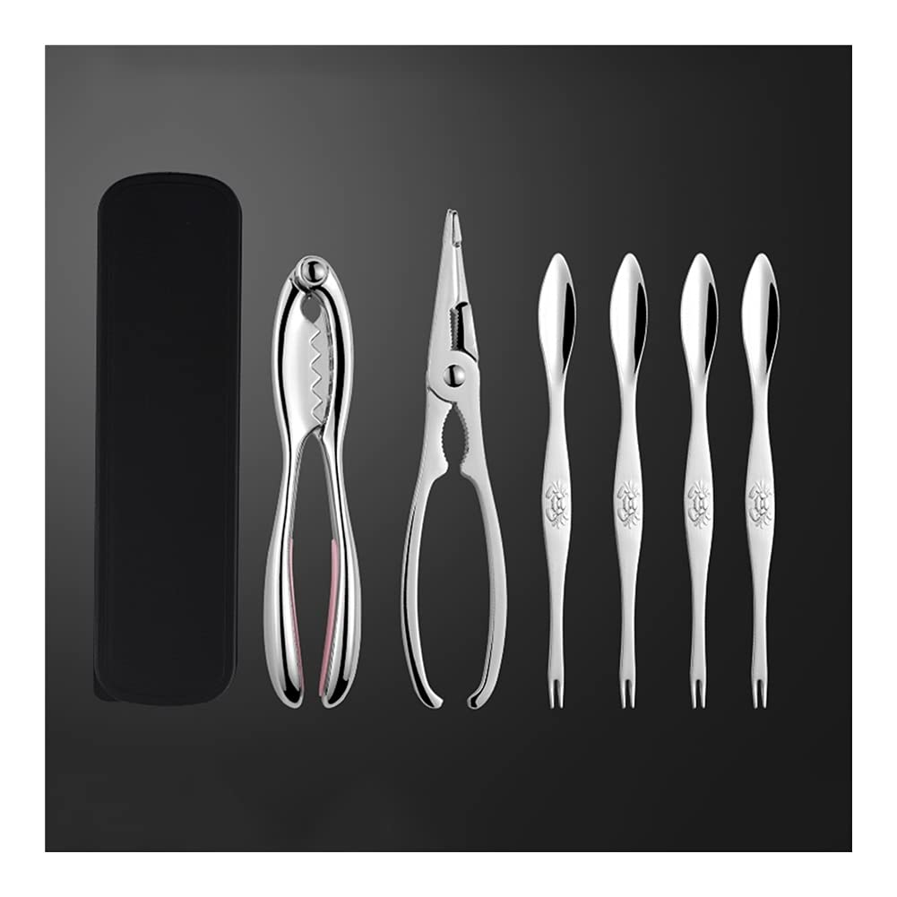 Strumenti per Frutti di Mare Set di Strumenti per Frutti di Mare con Scatola di Immagazzinaggio Include 1 Biscotto ai Frutti di Mare, 1 Forbice per Frutti di Mare e 4 Forchette e Picconi per Frutti