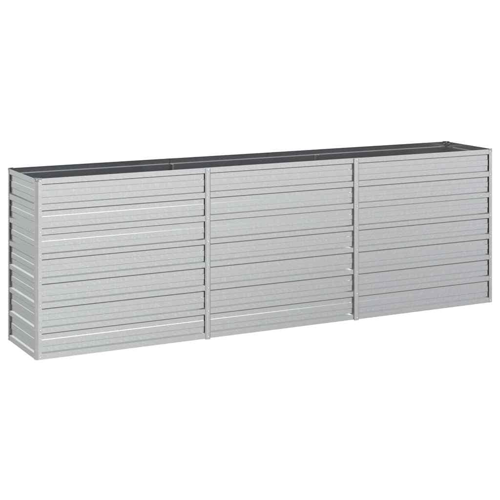 vidaXL Garden Raised Bed Outdoor Patio Terrace Backyard Balcony Flower Plant Vegetable Box Planter Pot 240x40x77 cm Galvanized Steel Silver