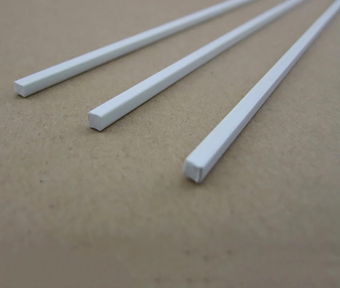 10 Stück weiße Vollstäbe, 1 x 1 mm – 10 x 10 mm quadratische ABS-Kunststoffstäbe, Länge 250 mm ABS-DIY-Material for Modellteilzubehör(10x10mm)