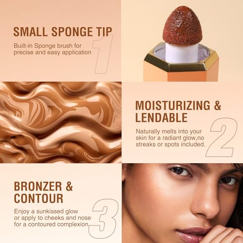 Beauty Searcher Contorno Líquido Maquillaje Corrector, Corrector Profesional Esculpir Maquillaje Facial, Larga Duración Impermeable Crema Bronceador Suave Natural Mate Acabado Líquido Contorno (#101) - imagen 4
