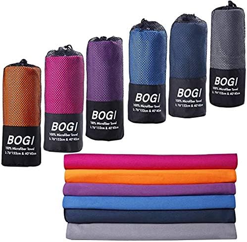 BOGI Microfiber Travel Sports Towel-Quick Dry Towel, Soft Lightweight Microfiber Camping Towel Absorbent Compact Travel Towel for Camping Gym Beach Bath Yoga Swimming Backpacking (M:40''x20''-Grey)