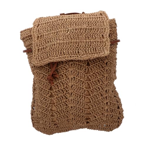 Imagen de LIFKOME Bolso De Playa Mujer De Paja Tejida Bolsa De Hombro Y Bandolera Con Cordón Seguridad Mochila Rafia Moda Para Uso Diario