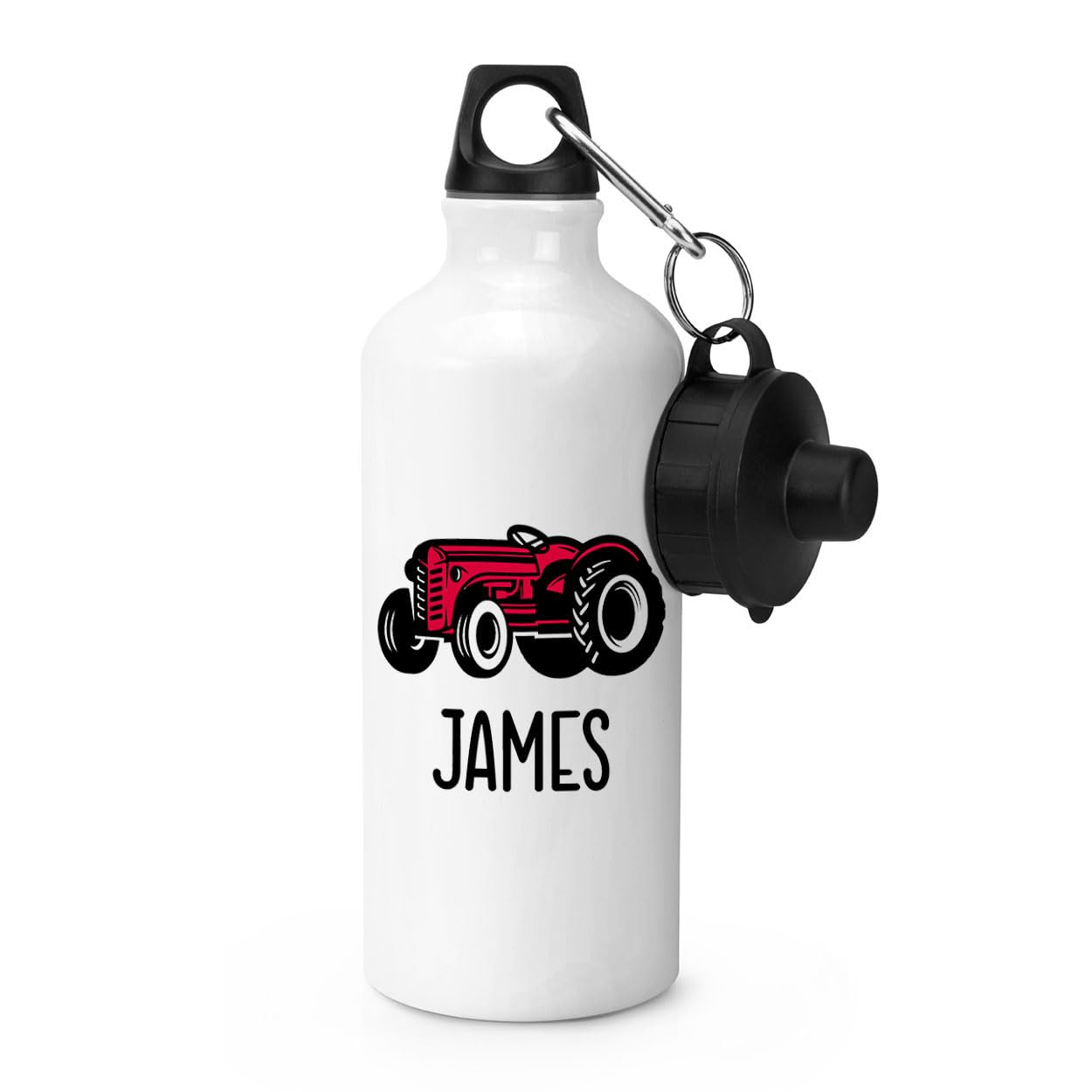 Gift Base Personalised Tractor Red Sports Bottle Water Gym 600ml White
