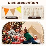 Sumbababy Kids Bed Tent Indoor: Children's Play Tents Large -Canopy Bed Toddler Double Single with Flags for Boys & Girls - Baby Floor Playhouse Inside Sleeping for Playroom Gift Toys (Cream) - Image 7