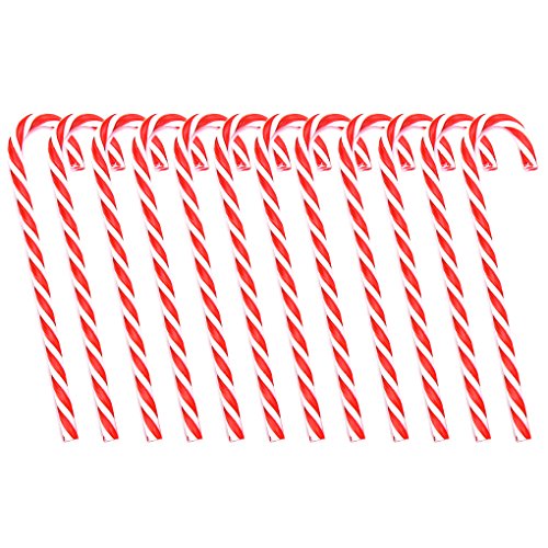 Boieo Plastic Candy Canes Christmas Tree Hanging Ornaments, 12pcs (Red+White)