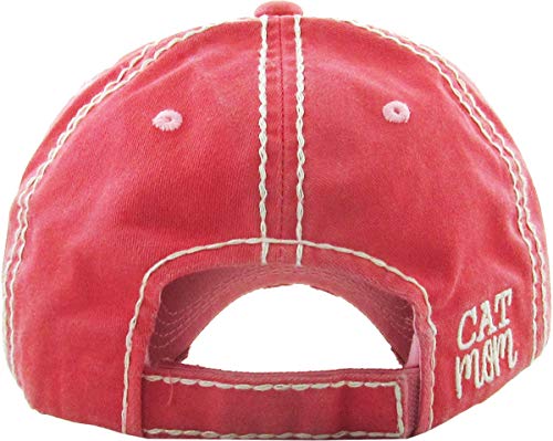 Image of KBETHOS Dog Cat Mom Dad Theme Womens Baseball Cap Distressed Vintage Unconstructed Embroidered Patch Hat
