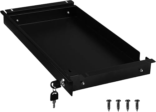 Frassie Cajón extraíble para debajo del escritorio de 17 pulgadas con cerradura Cajón deslizante para lápices de metal montado en la oficina para