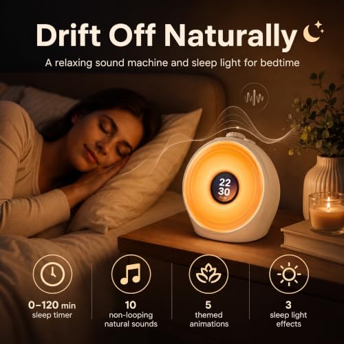 Sunrise Alarm Clock with 3 Unique Wake Up Modes for Every Sleeper, Sound Machine Night Light with 10 Natural White Noise Sounds and 8 Dimmable Ambient Mood Lighting for Bedrooms, Adults, Kids - Image 5