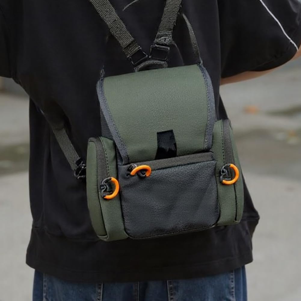 Paquete de Cofre del arnés Binocular con Bolsillo y Cubierta de Lluvia para Caza (Verde)