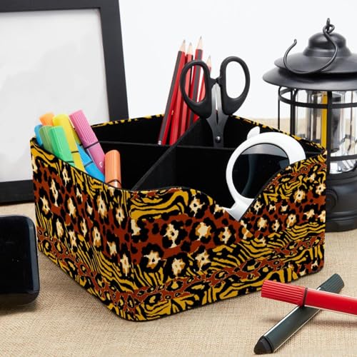 Organiseur de bureau en patchwork à 4 compartiments pour stylos - 8