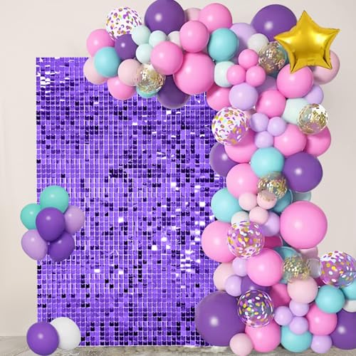 Image of Purple Shimmer Wall Backdrop, 24 Panels, 6x4 Ft Photo Backdrop | wedding backdrop birthday backdrop party decoration photo booth backdrop bridal shower baby shower event decoration