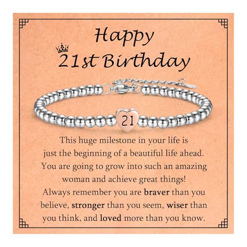 Image of EPVID 21st Birthday Gifts for Her, Women 21st Birthday Bracelet, Sweet Gifts for 21 Year Old Women - Daughter Sister Niece Granddaughter