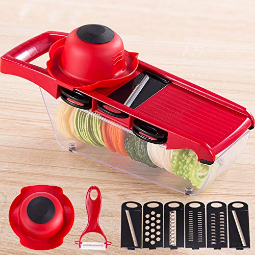 6 in 1 Multi-function Vegetable Chopper Slicer Food Chopper Vegetable Slicer Cutter Onion Chopper with Interchangeable Blades Cheese Grater Vegetable Slicer Manual for Garlic Carrot Potato Fruit