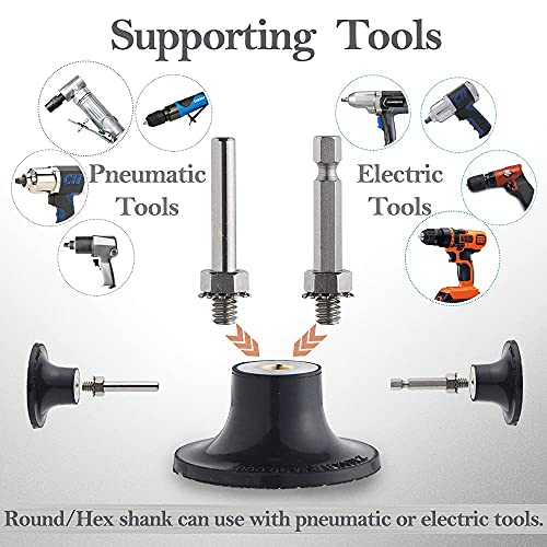 Tshya 270 Stück Schleifscheiben 50mm Klett für Bohrer und Schleifmaschinen mit 3mm und 6mm Schaftträgerplatte, inklusive 2 Zoll Roll Lock Schleifpapiers in 36-3000 Körnung