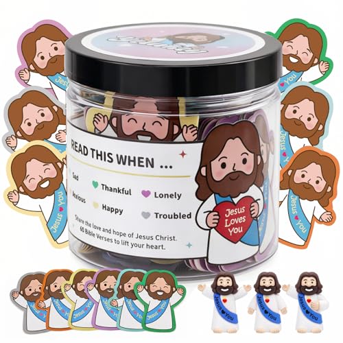 Yelakey Emotional Support Jesus Jar, 60 Positive Scripture Cards, Easter