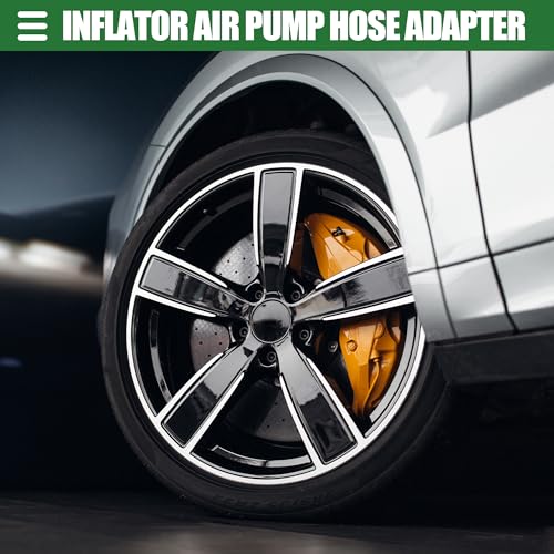 Image of Motoforti Universal Inflator Air Pump Hose Adapter Tyre Valve Inflator Hose with Lock on Air Chuck, 100cm Hose Length, Close, Copper Steel Rubber, Black