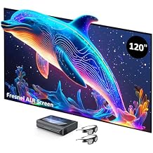 NexiGo Aurora Pro Ultra Short Throw 4K Tri-Color Laser Projector with 120" Fresnel ALR Screen and DLP Link 3D Glasses, 2400 Lumens Brightness, Dynamic Laser Dimming, 85% ALR for Clear Daylight Viewing