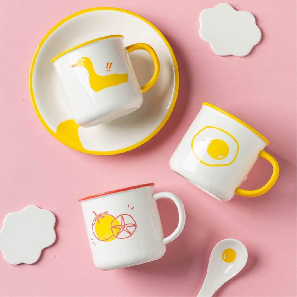 Kaffeetasse Keramik-Kaffeetasse mit Henkel Bedruckte Tassen Einfache kreative Wasser-/Milch-/Tee-/Lattee-Tassen (B)