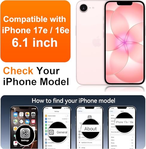Image of Magnetic Glossy Case for iPhone 17e,iPhone17e /16e Phone Case Slim Clear Luxury with Screen Protector & Camera Protector [Compatible with MagSafe], Shockproof Cover for iPhone Case 17e-Pink
