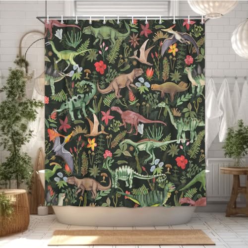 Image of Wathon Dinosaurs Shower Curtain for Kids